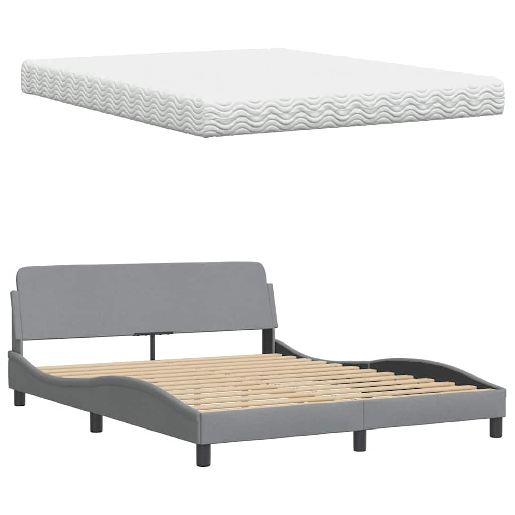 Bed met matras stof lichtgrijs 160x200 cm