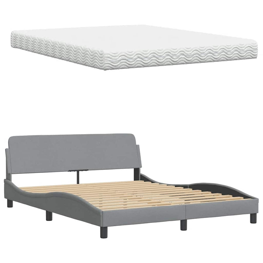 Bed met matras stof lichtgrijs 160x200 cm