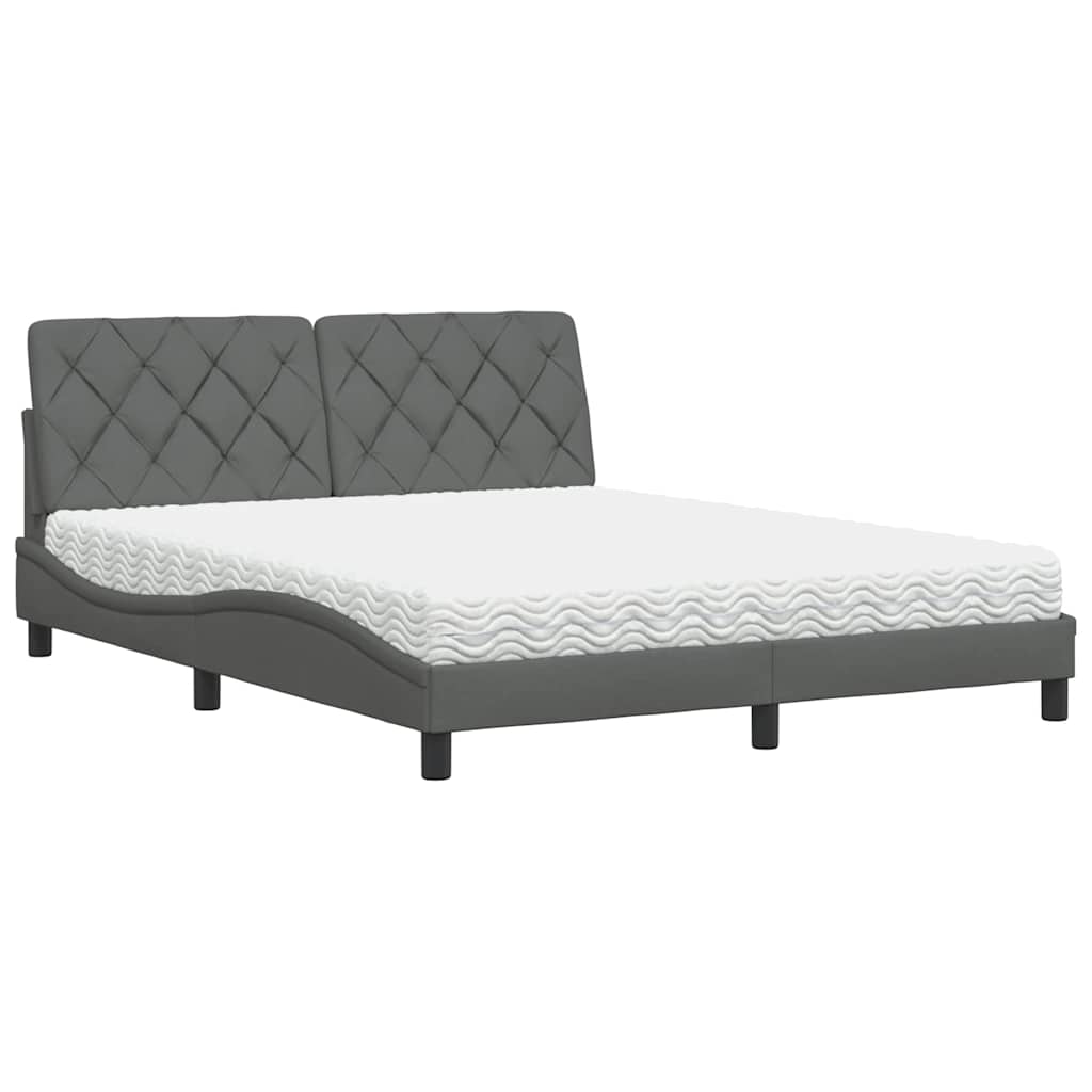 Bed met matras stof donkergrijs 160x200 cm