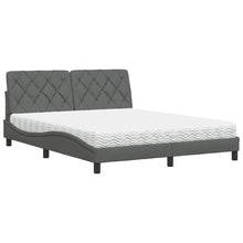 Bed met matras stof donkergrijs 160x200 cm