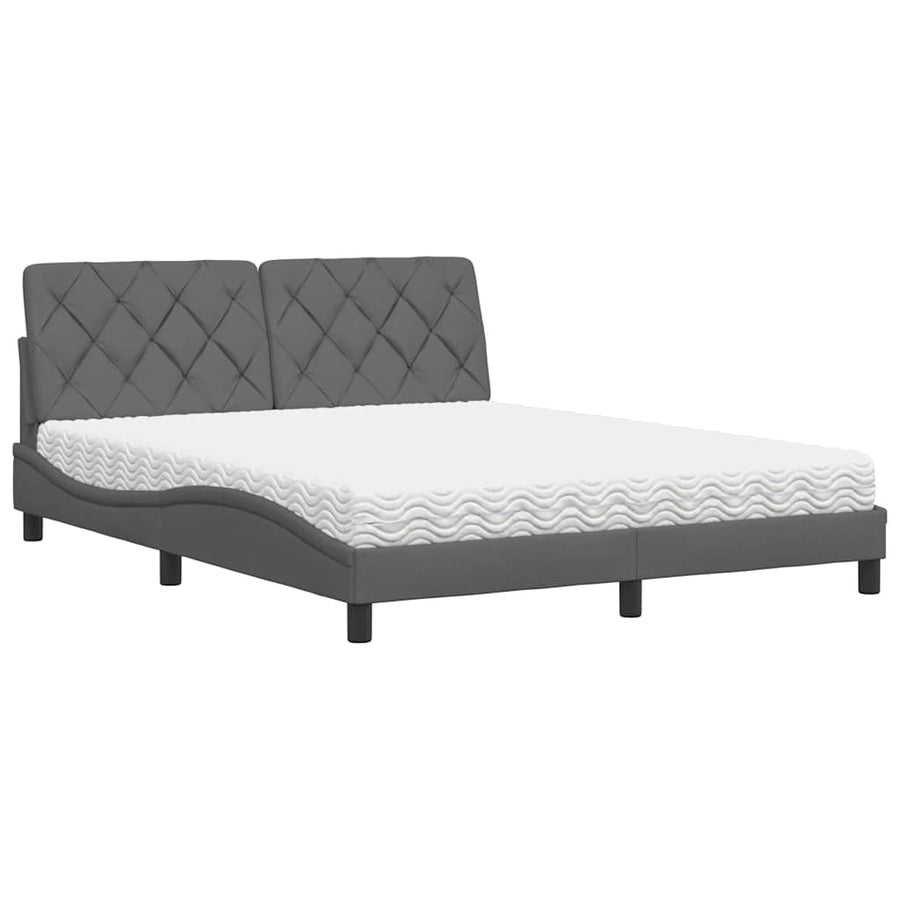 Bed met matras stof donkergrijs 160x200 cm