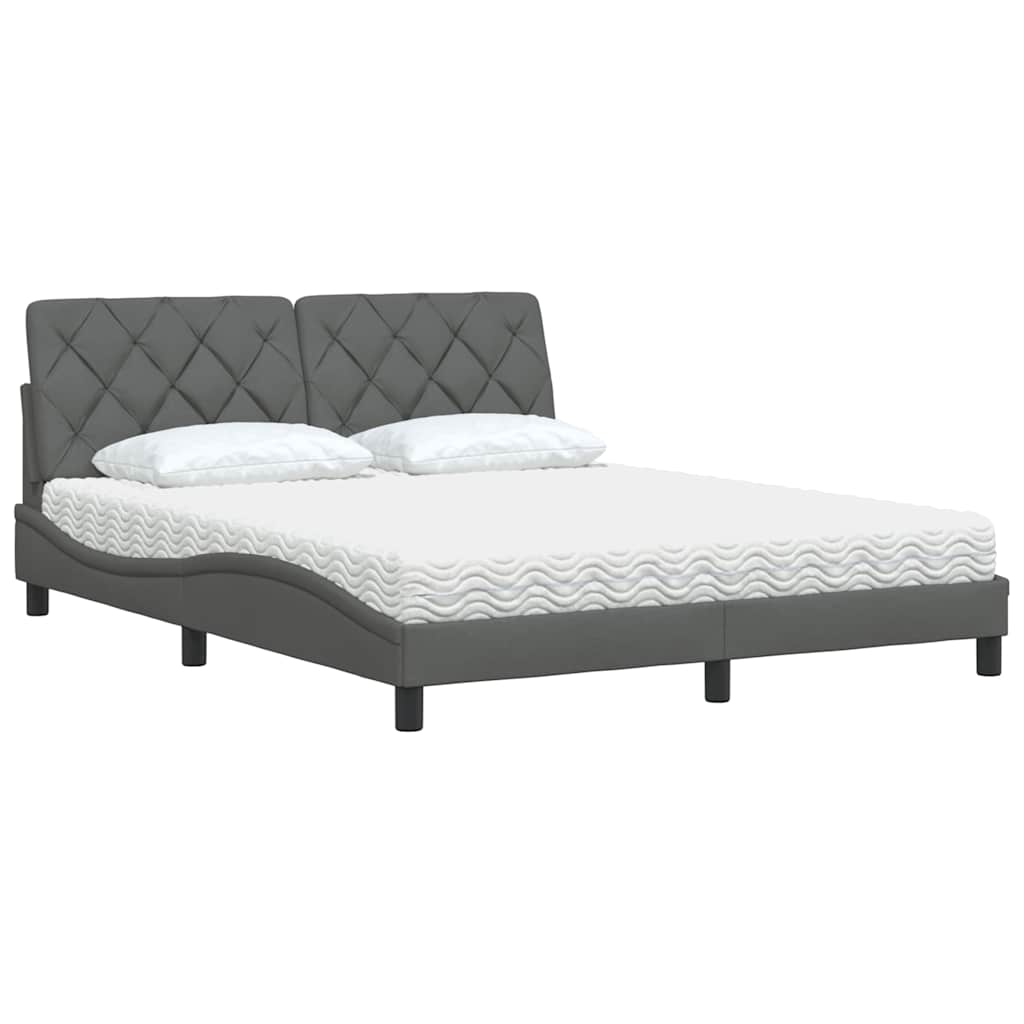 Bed met matras stof donkergrijs 160x200 cm