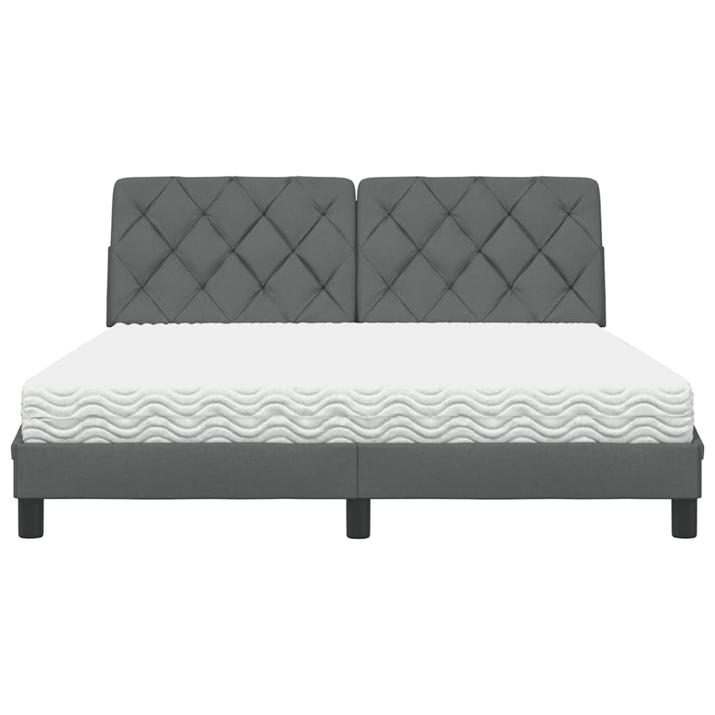Bed met matras stof donkergrijs 160x200 cm