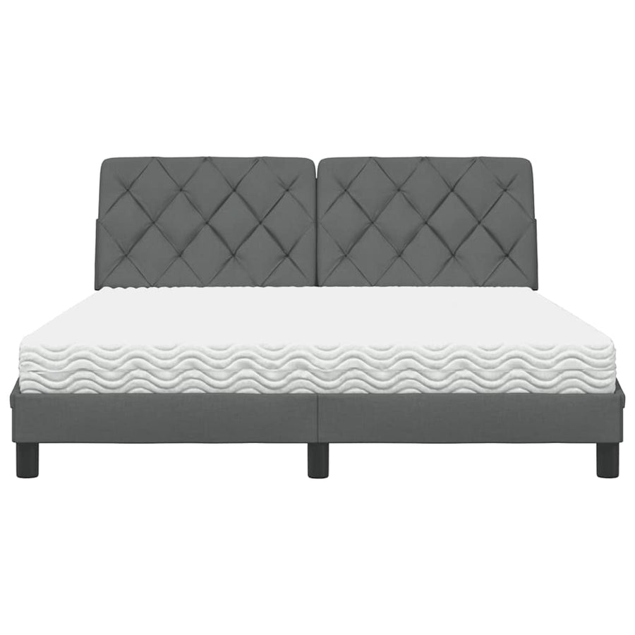 Bed met matras stof donkergrijs 160x200 cm