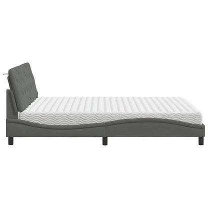 Bed met matras stof donkergrijs 160x200 cm