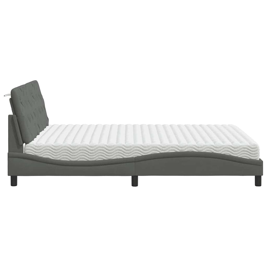 Bed met matras stof donkergrijs 160x200 cm