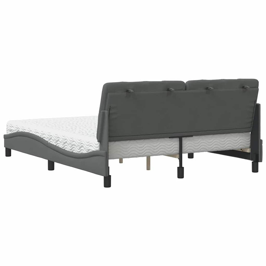 Bed met matras stof donkergrijs 160x200 cm