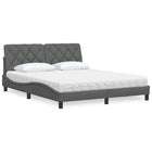 Bed with mattress fabric dark grey 160x200 cm