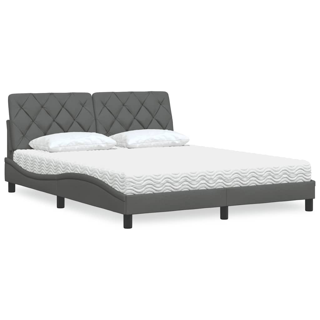 Bed met matras stof donkergrijs 160x200 cm
