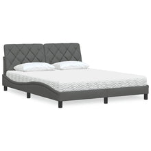Bed met matras stof donkergrijs 160x200 cm