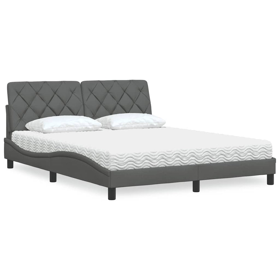 Bed met matras stof donkergrijs 160x200 cm