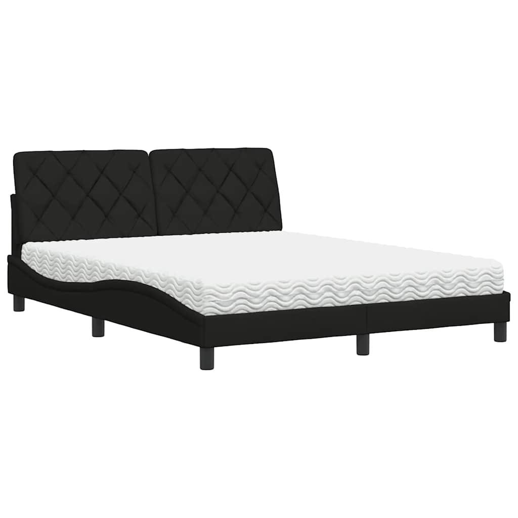 Bed met matras stof zwart 160x200 cm