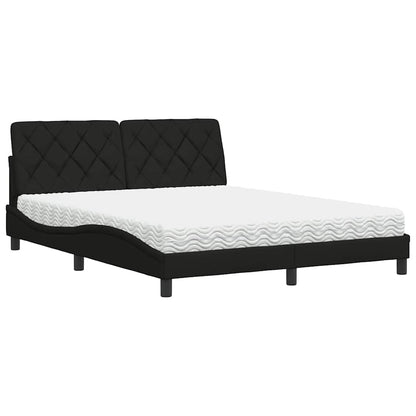 Bed met matras stof zwart 160x200 cm