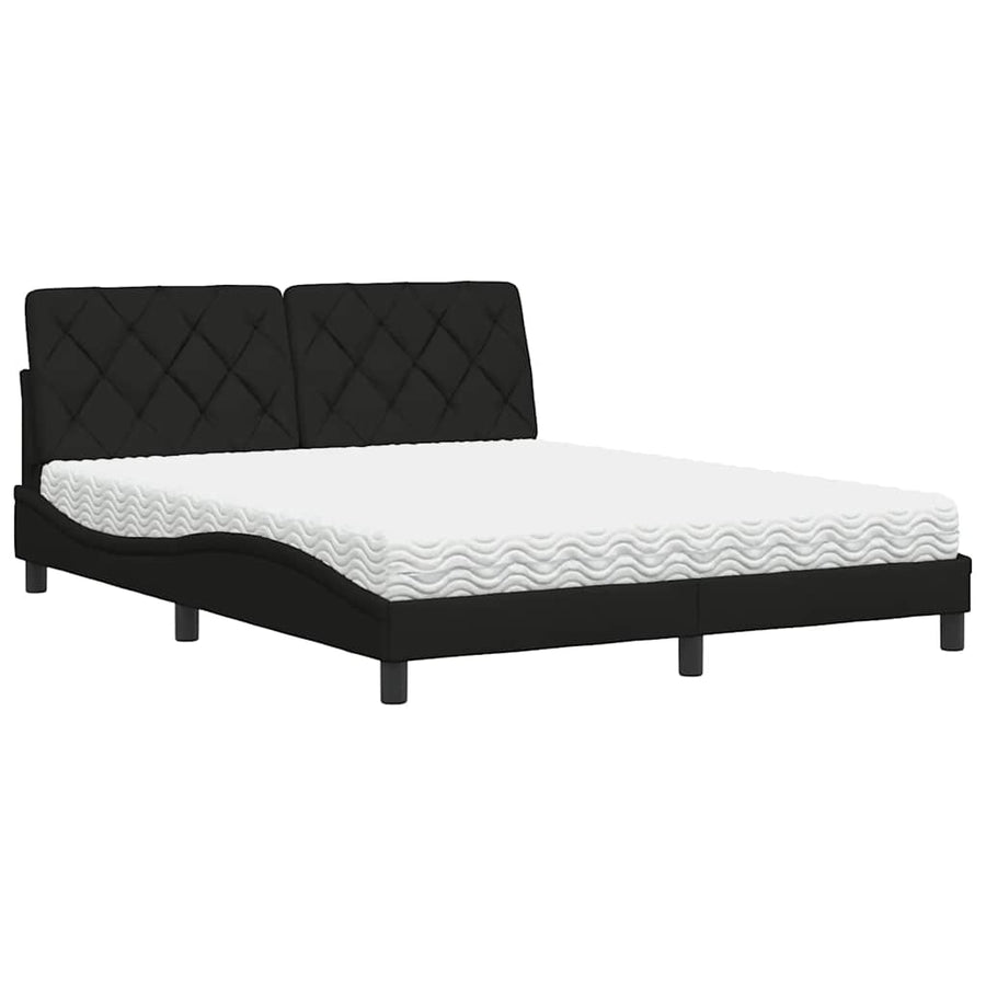Bed met matras stof zwart 160x200 cm