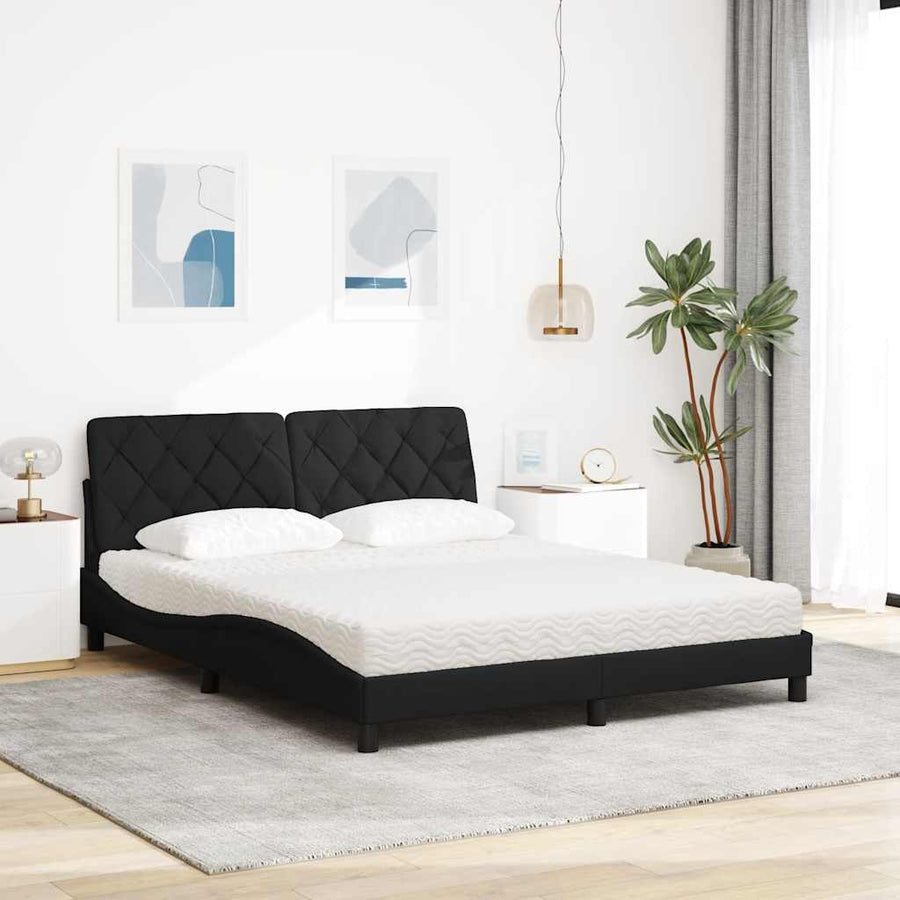 Bed met matras stof zwart 160x200 cm