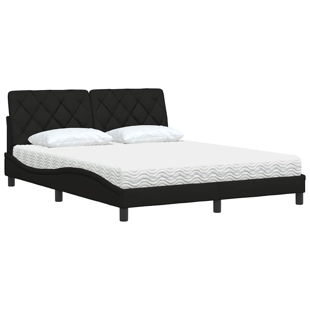 Bed met matras stof zwart 160x200 cm