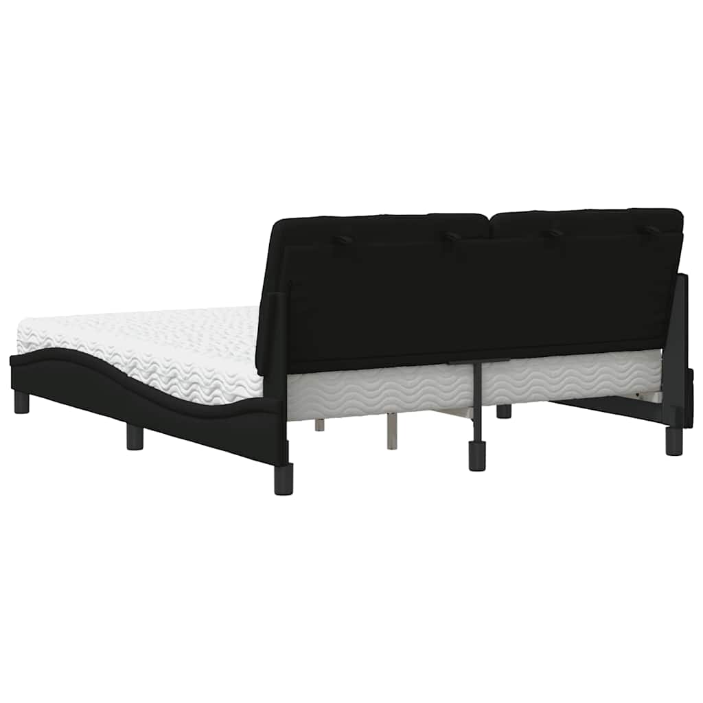 Bed met matras stof zwart 160x200 cm