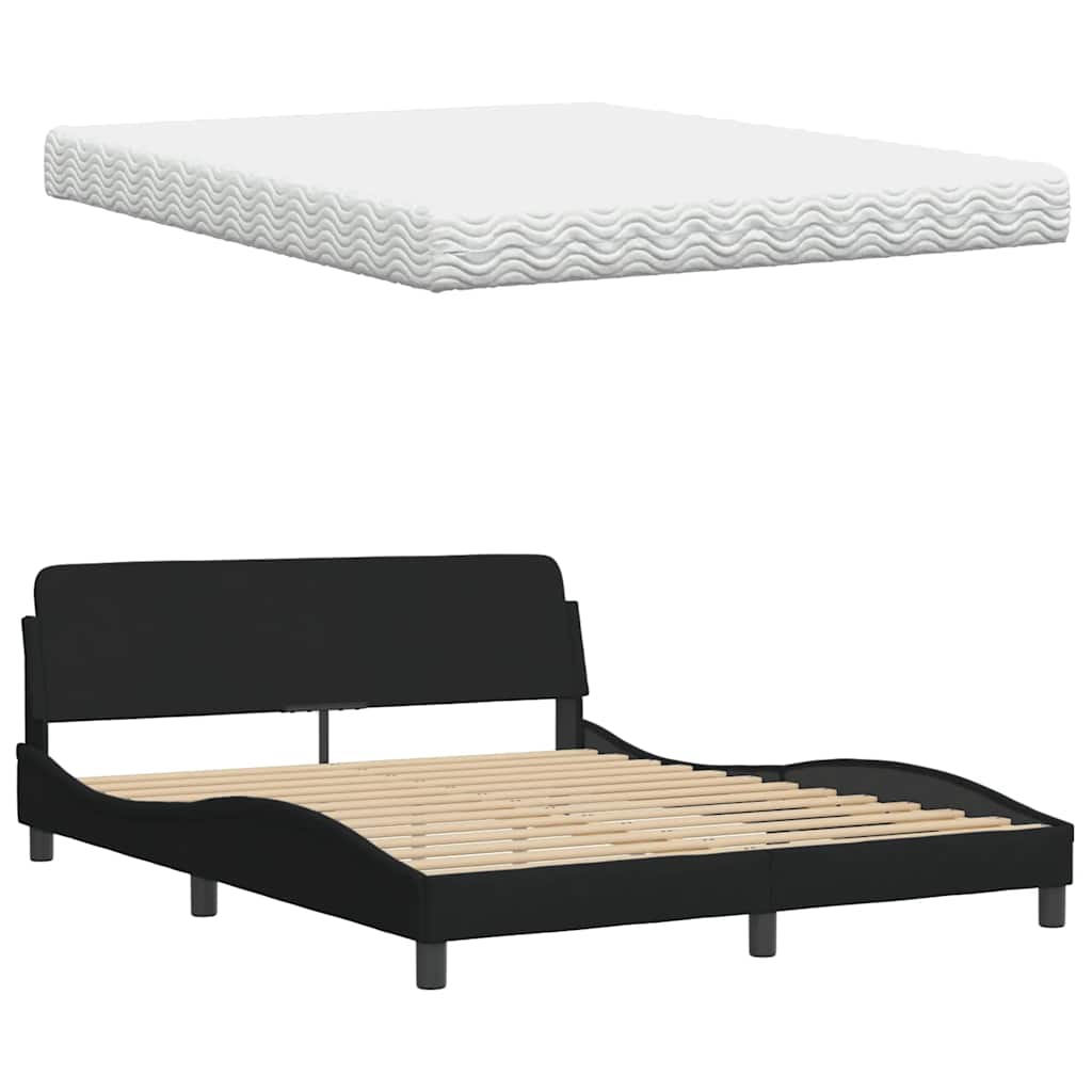 Bed met matras stof zwart 160x200 cm
