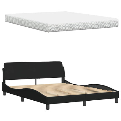 Bed met matras stof zwart 160x200 cm