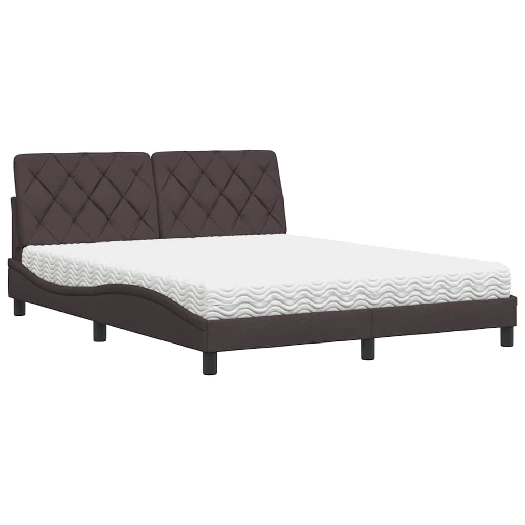 Bed met matras stof donkerbruin 160x200 cm