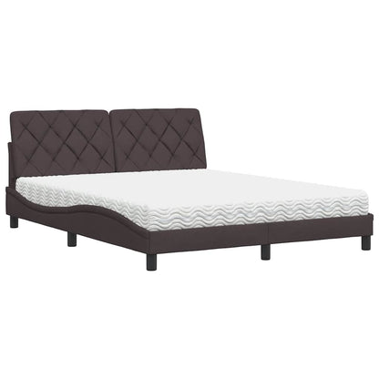 Bed met matras stof donkerbruin 160x200 cm