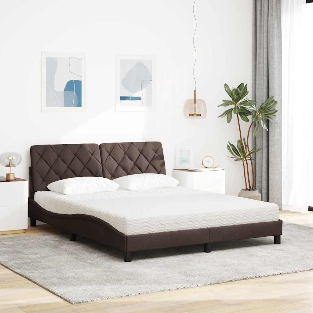 Bed met matras stof donkerbruin 160x200 cm