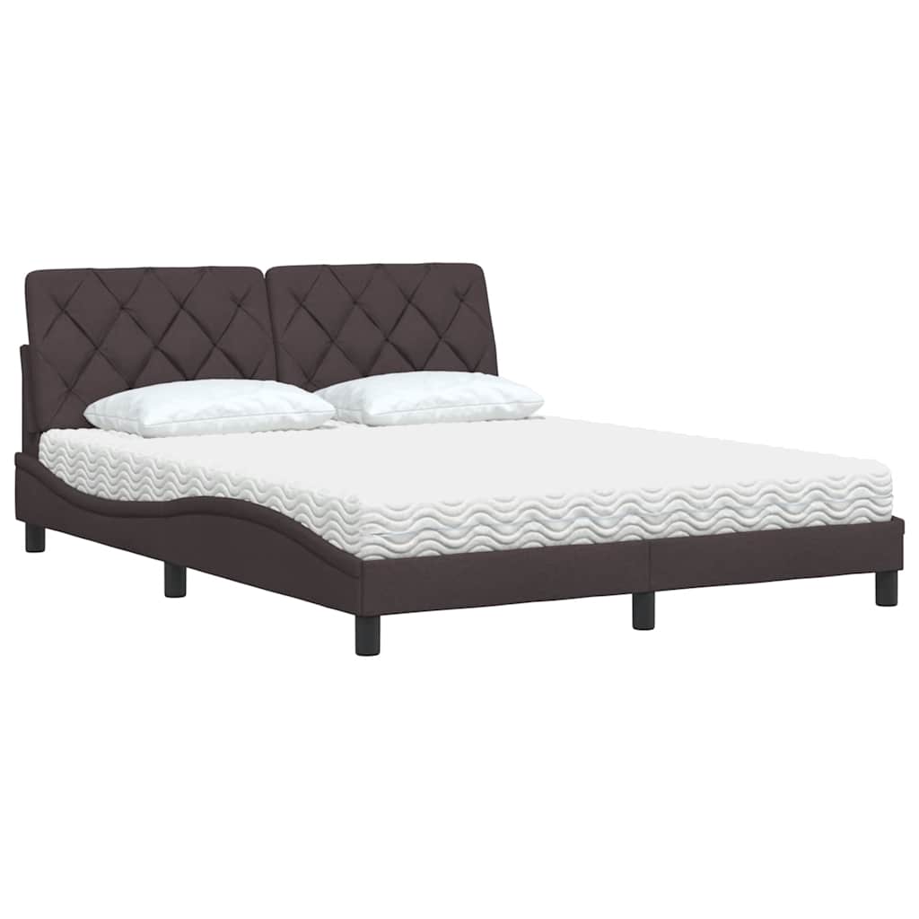 Bed met matras stof donkerbruin 160x200 cm