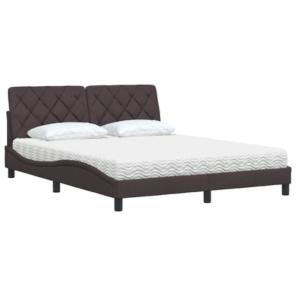 Bed met matras stof donkerbruin 160x200 cm