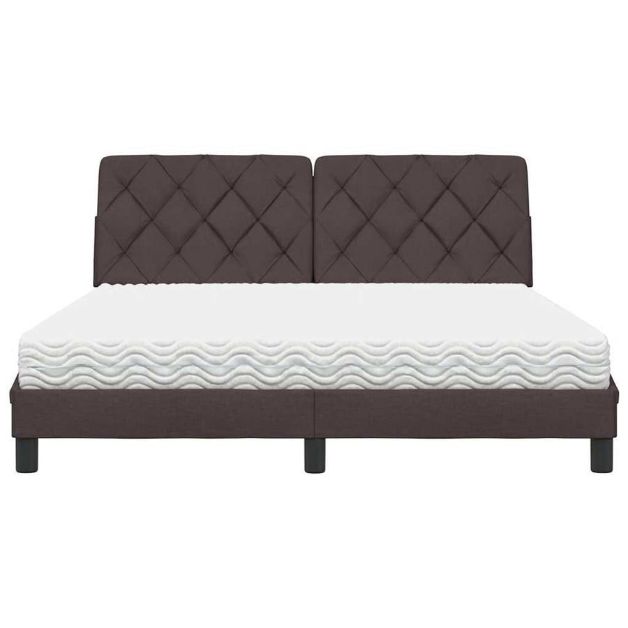 Bed met matras stof donkerbruin 160x200 cm