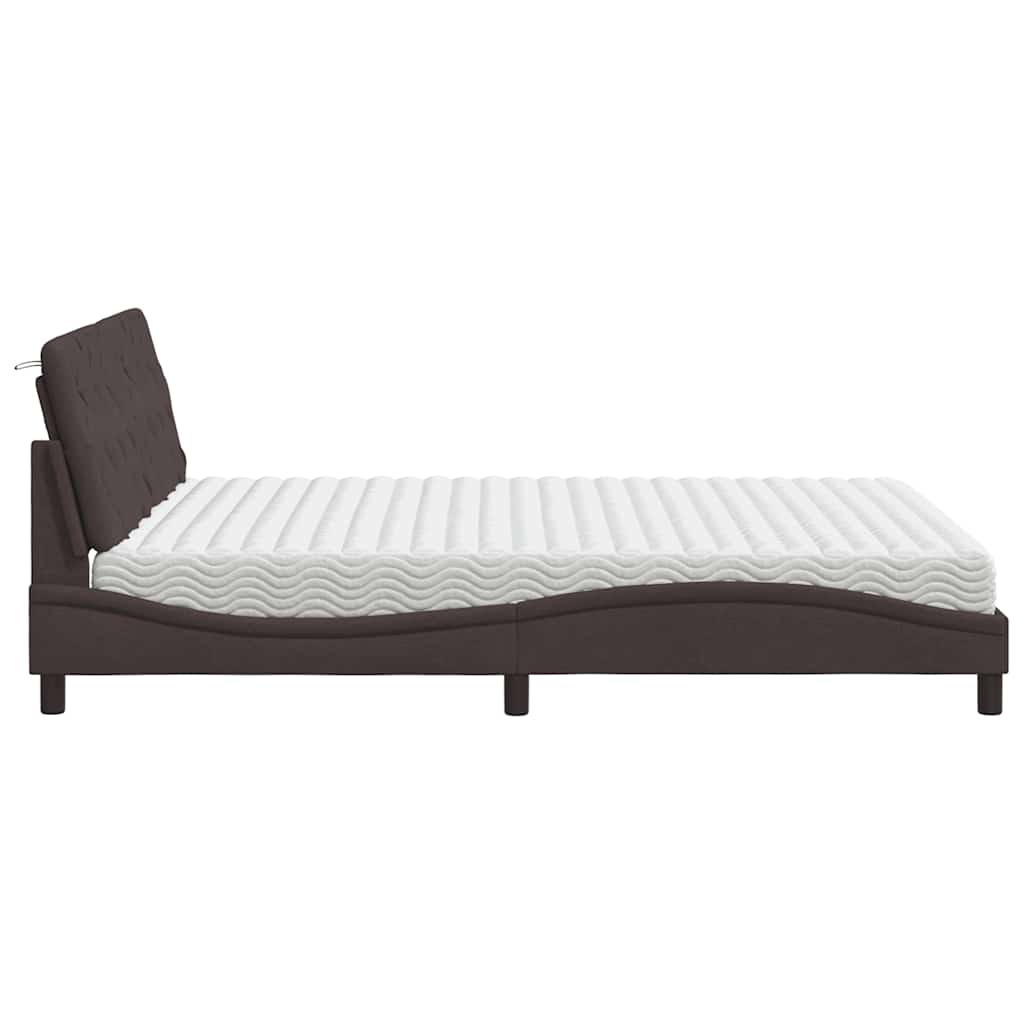 Bed met matras stof donkerbruin 160x200 cm