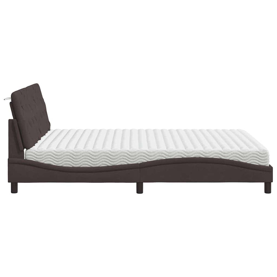 Bed met matras stof donkerbruin 160x200 cm