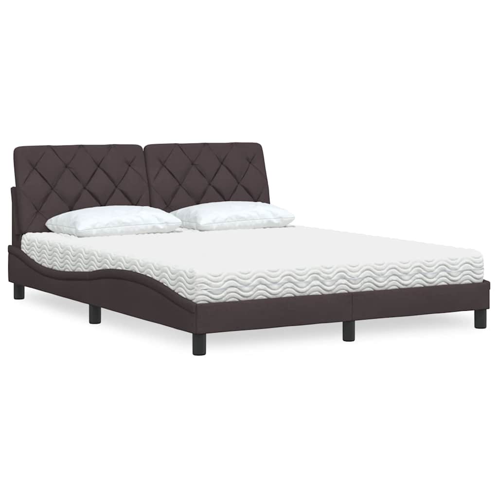 Bed met matras stof donkerbruin 160x200 cm