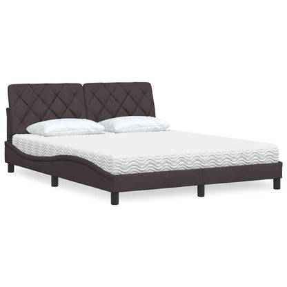 Bed met matras stof donkerbruin 160x200 cm