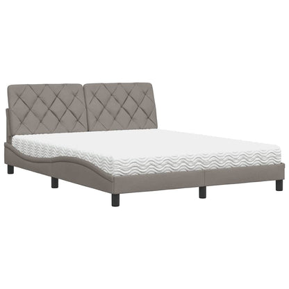 Bed met matras stof taupe 160x200 cm