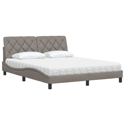 Bed met matras stof taupe 160x200 cm
