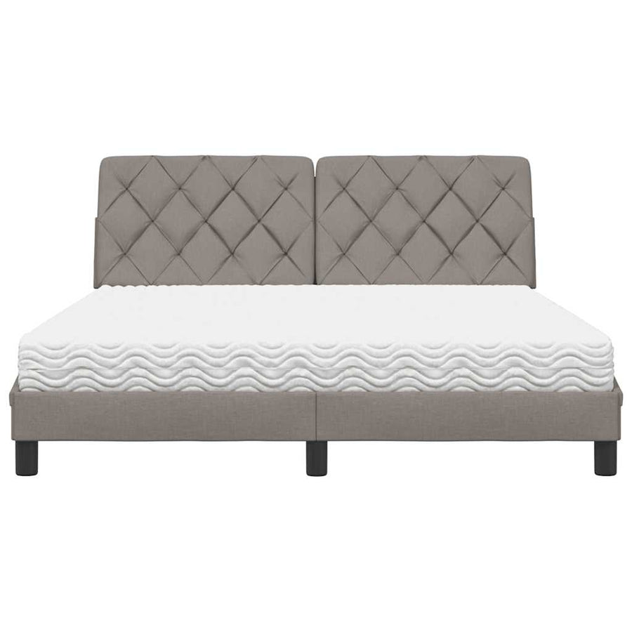 Bed met matras stof taupe 160x200 cm