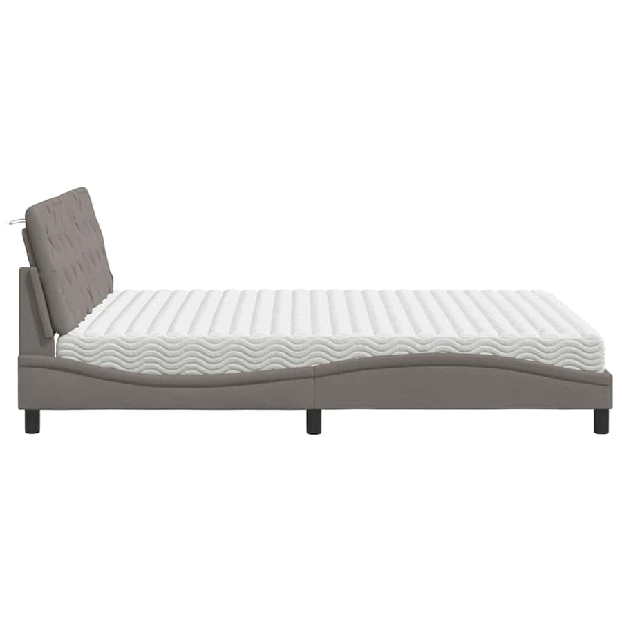 Bed met matras stof taupe 160x200 cm