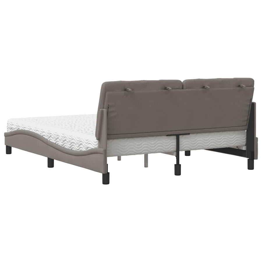 Bed met matras stof taupe 160x200 cm