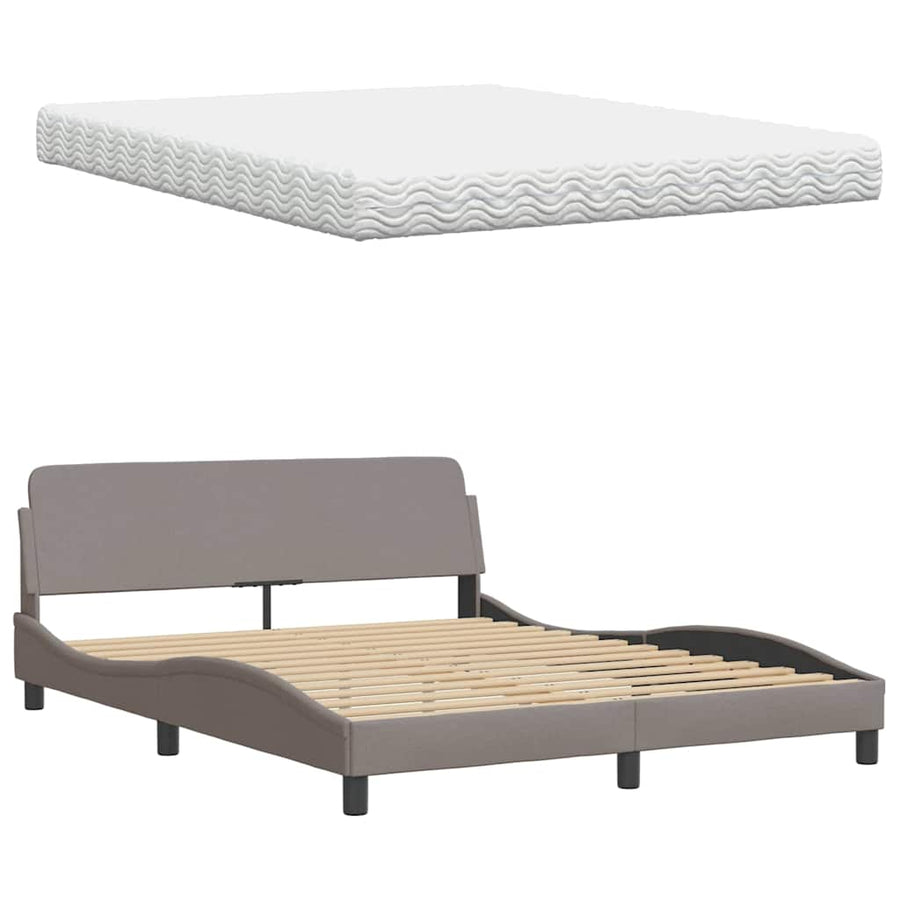 Bed met matras stof taupe 160x200 cm