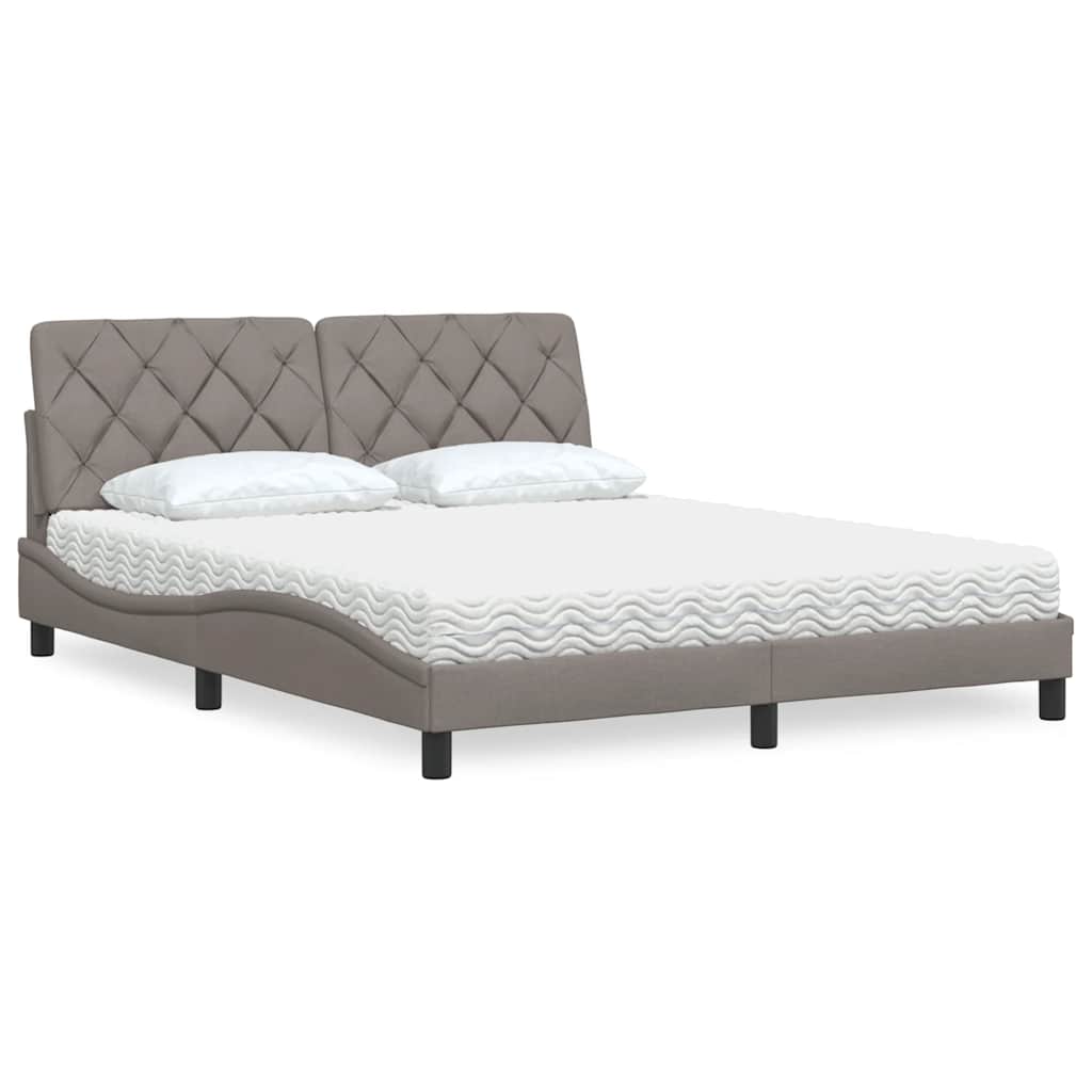 Bed met matras stof taupe 160x200 cm