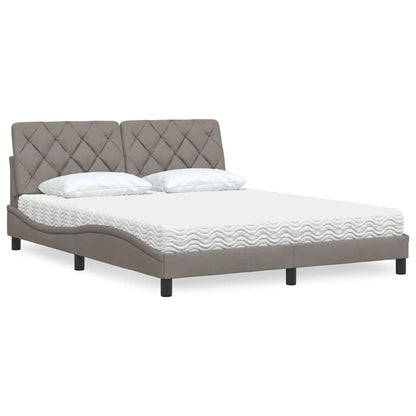 Bed met matras stof taupe 160x200 cm