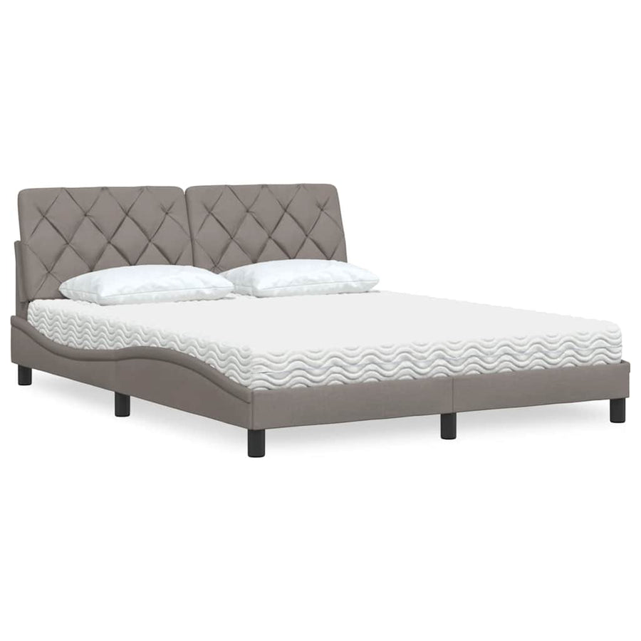 Bed met matras stof taupe 160x200 cm