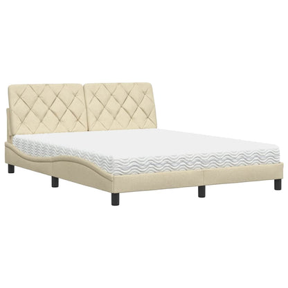 Bed met matras stof crèmekleurig 160x200 cm