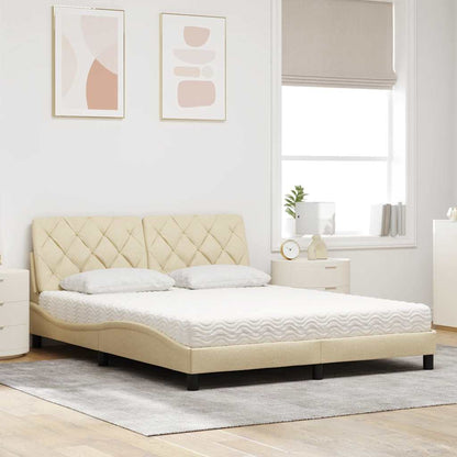 Bed met matras stof crèmekleurig 160x200 cm