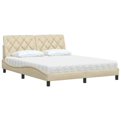 Bed met matras stof crèmekleurig 160x200 cm