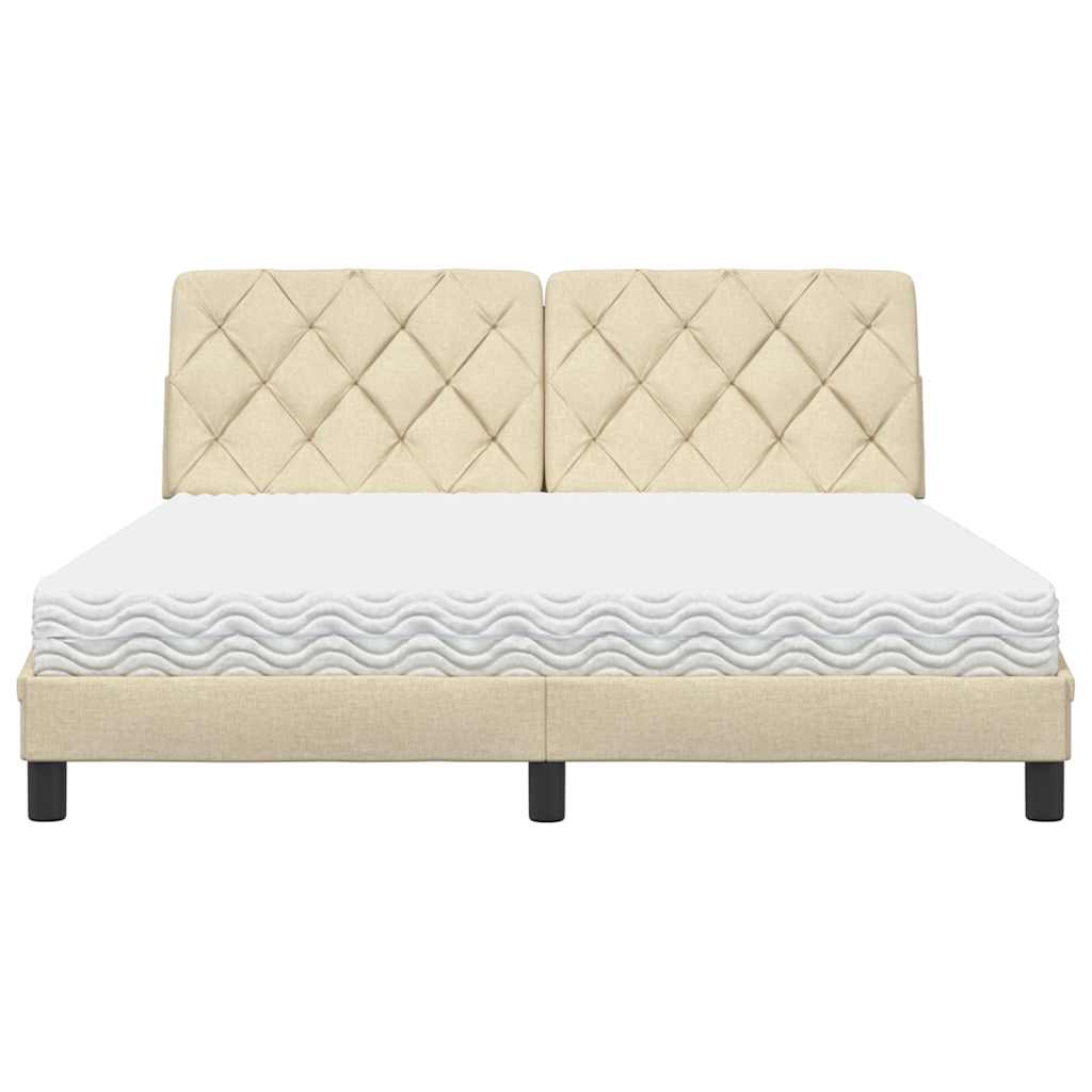 Bed met matras stof crèmekleurig 160x200 cm