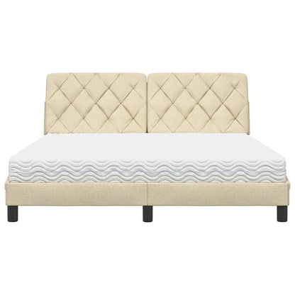 Bed met matras stof crèmekleurig 160x200 cm