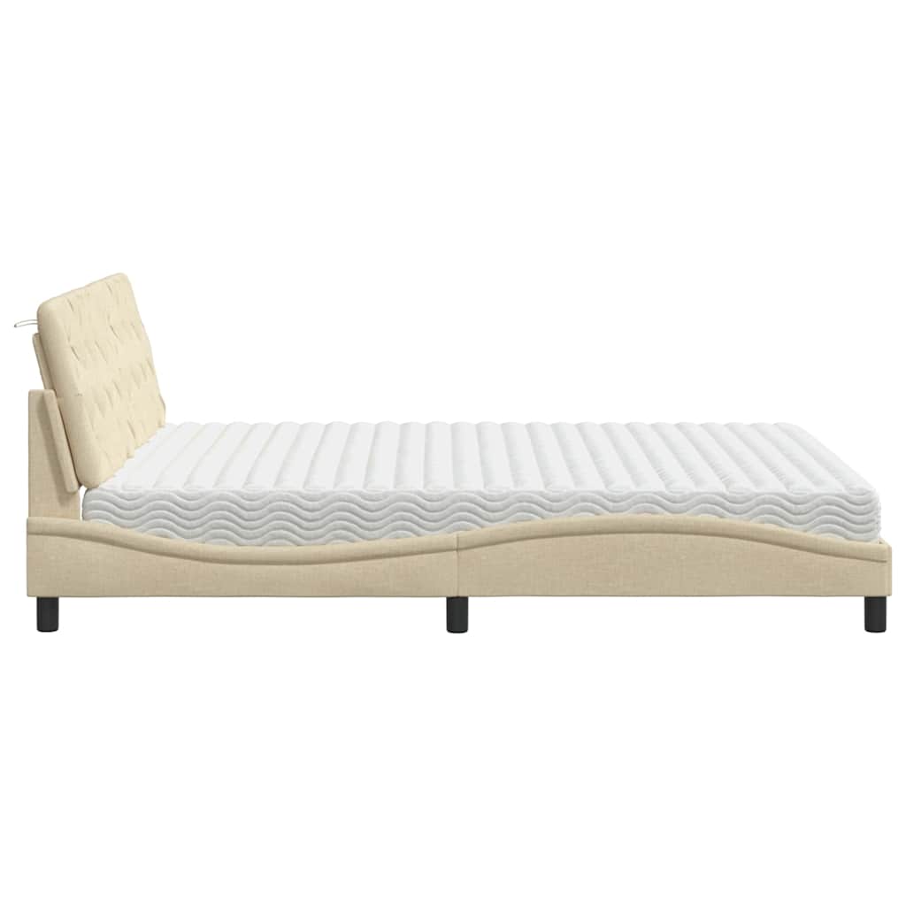 Bed met matras stof crèmekleurig 160x200 cm