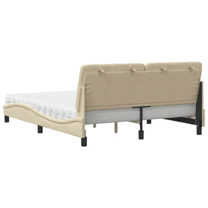 Bed met matras stof crèmekleurig 160x200 cm