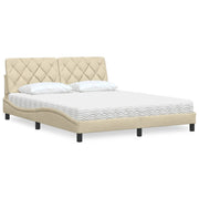 Bed met matras crème 160x200 cm